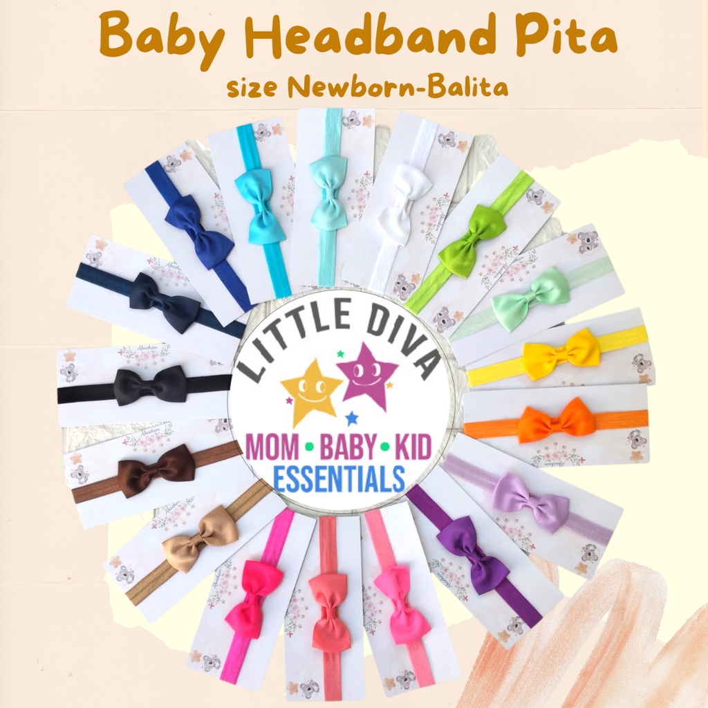 Ikat Kepala Pita Bayi Bandana Bando Aksesoris Kepala Newborn Balita Warna Polos Baby Ecer head band headband