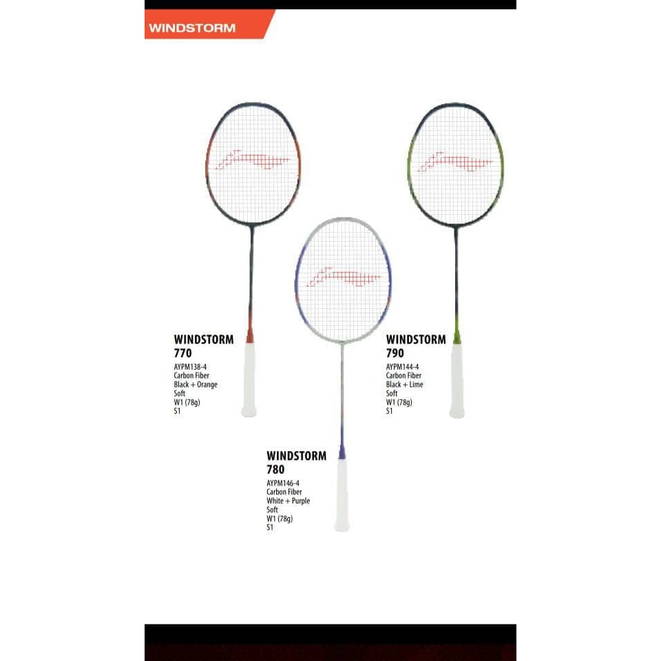 Raket BadmintonOriginal Lining Windstorm 770 / 780 / 790  