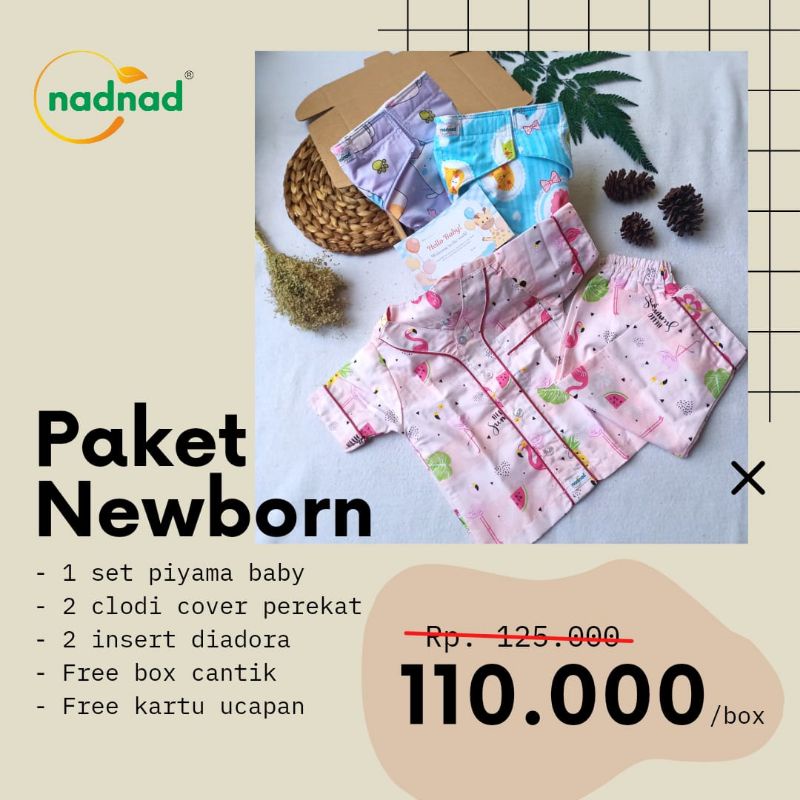 [TERBARU] Paket Clodi Hampers New Born Nadnad Tipe Perekat Clodi Free Piyama Bayi Kartu Ucapan