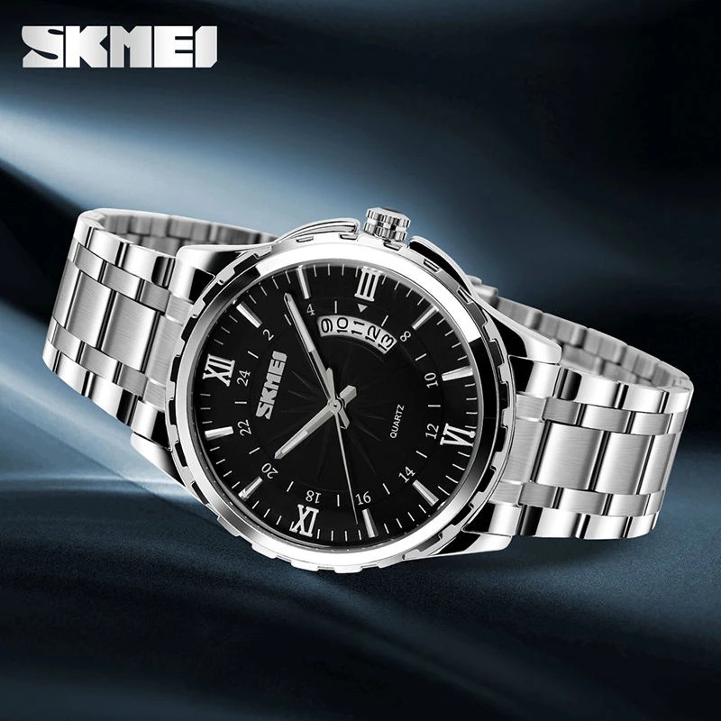 Jam Tangan Pria SKMEI 9069 Stainless Steel Jam Tangan Analog Date SKMEI Original