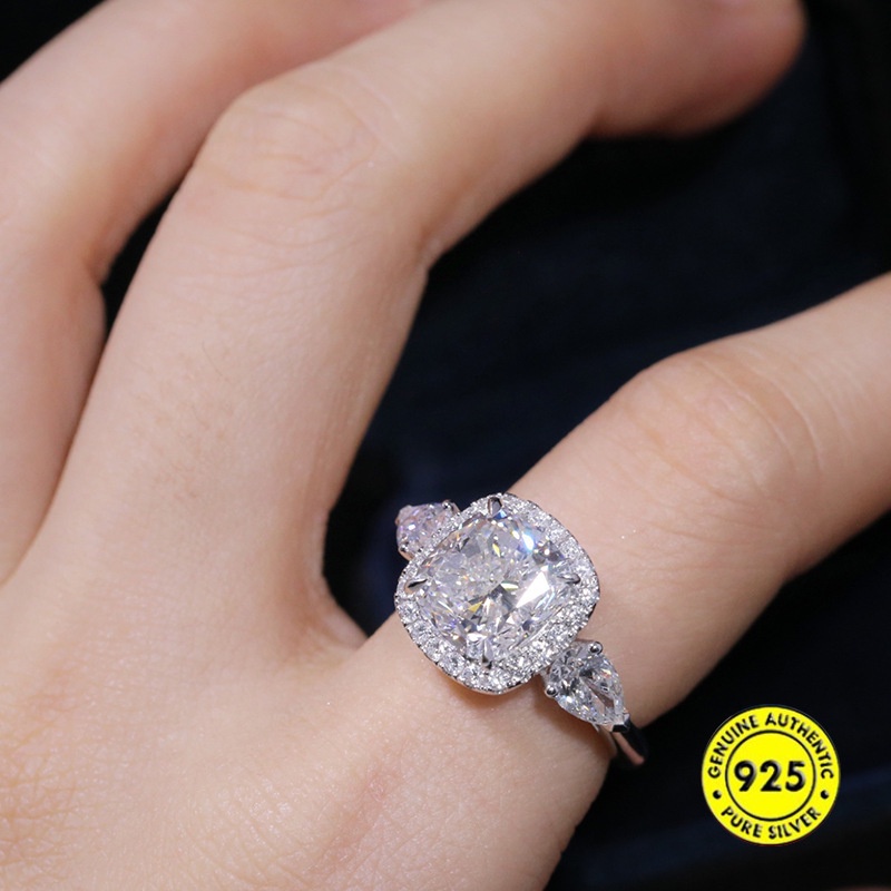 Cincin Berlian Penuh 5 Karat Model Terbuka Dapat Disesuaikan Untuk Wanita