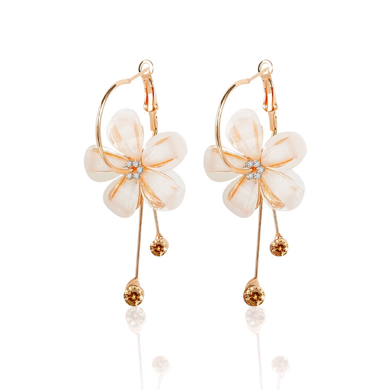 Anting Panjang Camellia Manis Anting-anting murah Anting-anting rumbai berlian