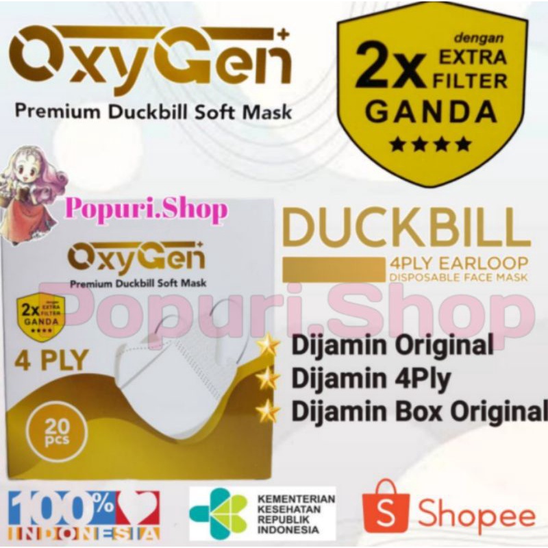 Masker Duckbill 4PLY OxyGen | Masker Premium Genio Duckbill | Duckbill Disposable Face Mask