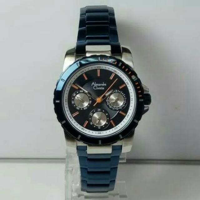 JAM TANGAN WANITA ALEXANDRE CHRISTIE 6141 CEWEK BLUE SILVER ORIGINAL