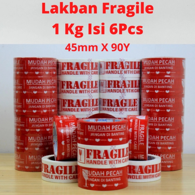 Jual LAKBAN MURAH PRAGILE FRAGILE WARNA MERAH PUTIH KILOAN 1 KG DIJAMIN ...