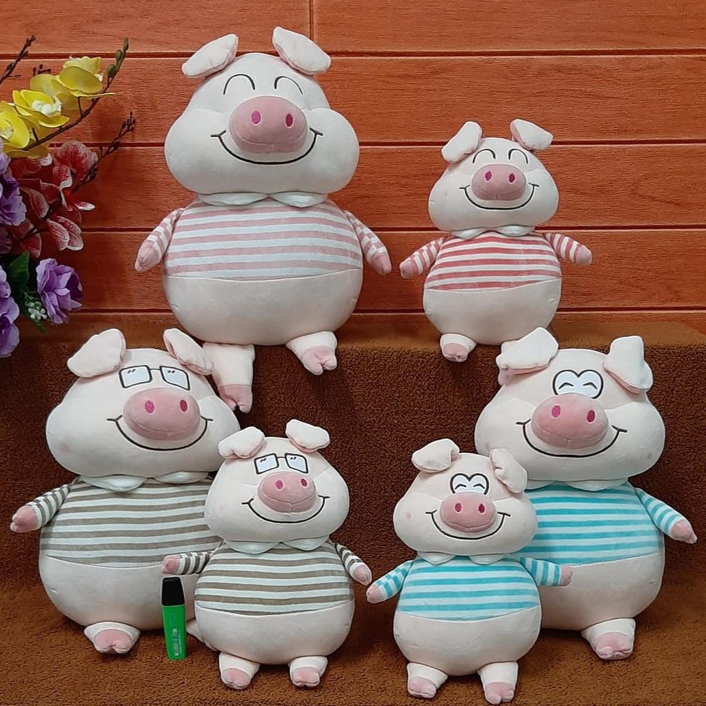 Boneka piggy kaos stripe 35cm/boneka babi/Boneka Pig/Animal Boneka