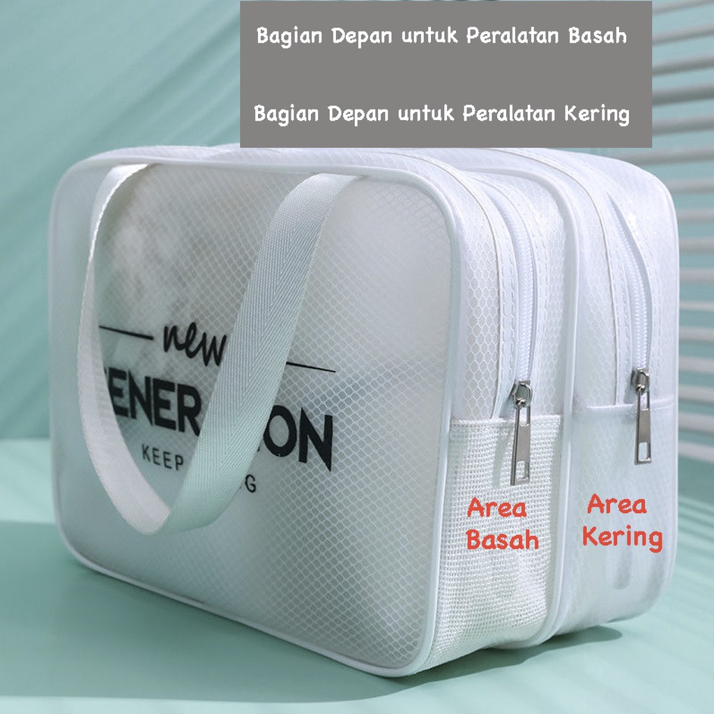 WRF90 Tas Kosmetik New Generation Bahan PVC  Kulit PU Waterproof Transparant Impor TKM