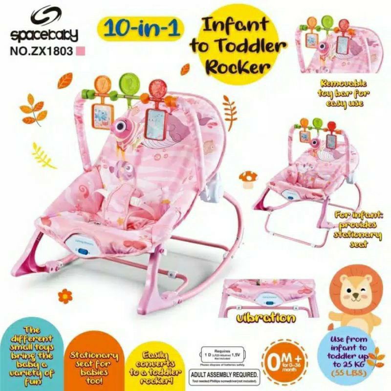 [TERMURAH BAMS] Bouncer Space Baby Exotic 10 in 1 ZX 1803 1804 1805 SB 8630 Kursi Santai Bayi Pliko Infant Seat Baby Elle BE-8318 T Mastela Fold Up Pocco Seat Kado Ultah Anak Bayi-ZX1803 - Pink