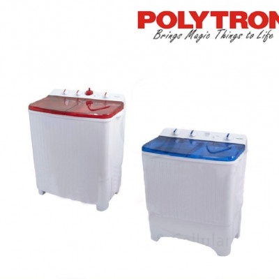 Mesin cuci Polytreon PWM 951 tutup transparan 9kg 2 tabung-1