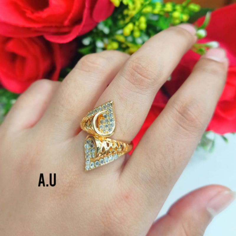 NEW!! TERBARU PERHIASAN WANITA TITANIUM CINCIN PRIA WANITA MEWAH ELEGAN LAPIS EMAS 24K MOTIF PILIHAN