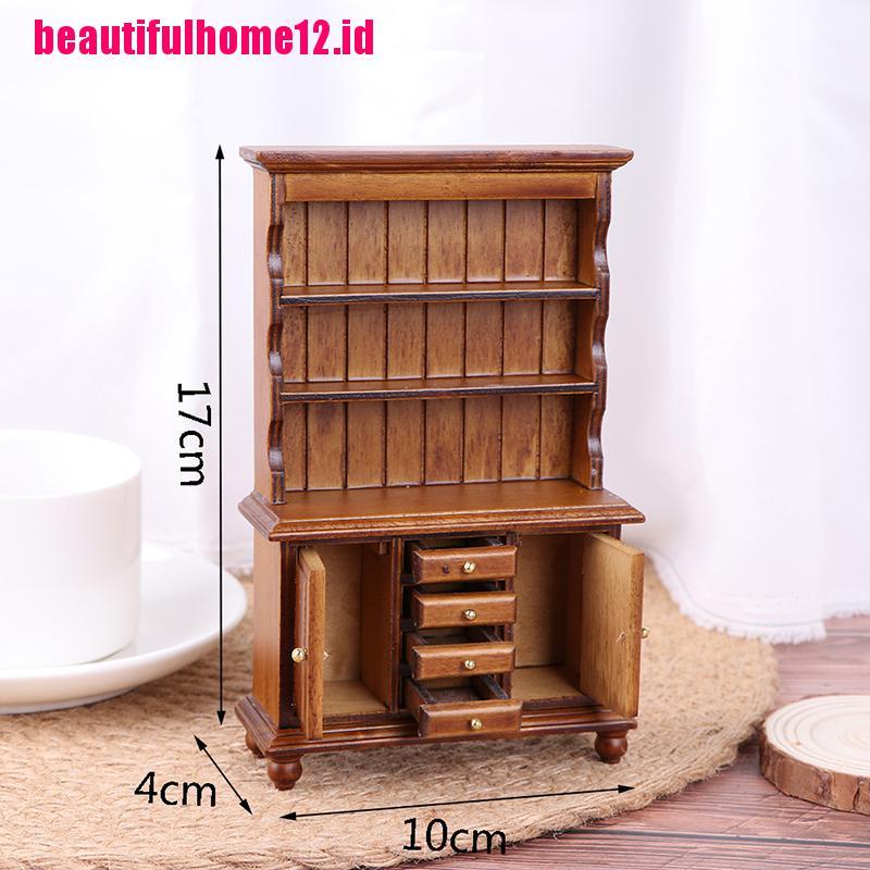 【beautifulhome12.id】1/12 Dollhouse Miniature Furniture Multifunction Bookshelf For Pretend Play Toy