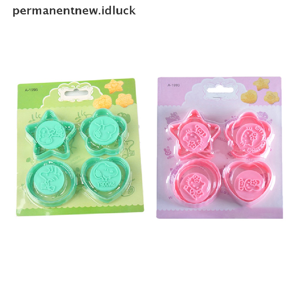 1 Set Cetakan Pemotong Kue Biskuit Roti Sandwich Cokelat Bentuk Kitty Snoopy