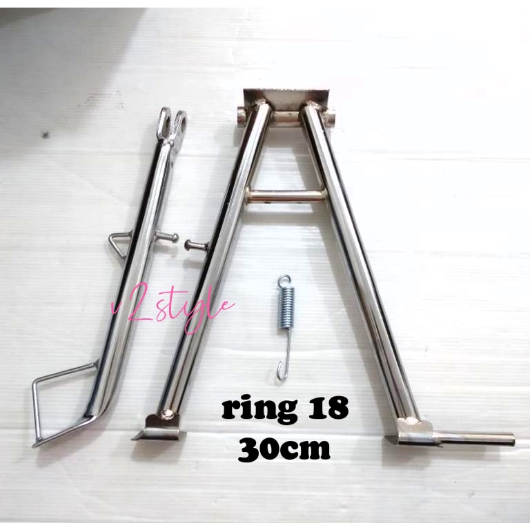 PAKET 2IN1 STANDAR SAMPING CHROME MOTOR+STANDAR TENGAH RING 18 CHROME PLUS PER UNTUK MOTOR RX KING NINJA CB150R CB150 VERZA VIXION JUPITER MX KING BYSON DLL