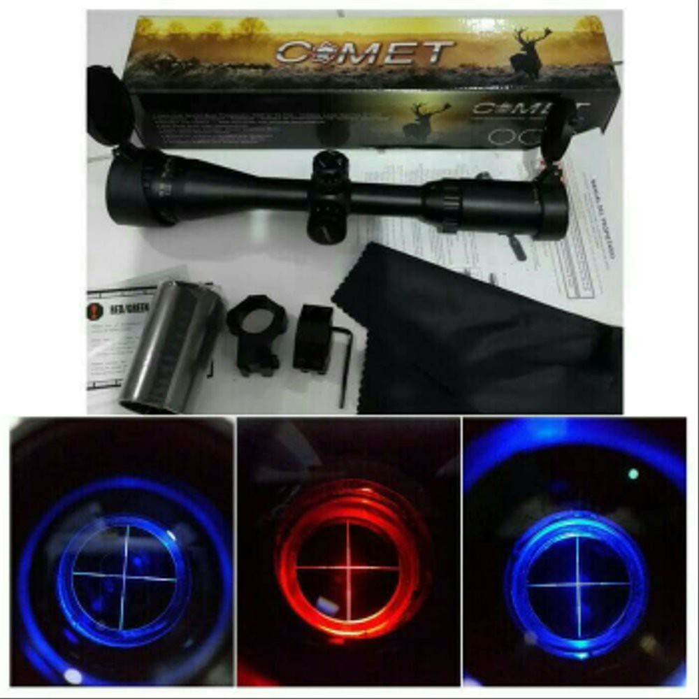 BAYAR DI TEMPAT Teleskop  Comet 3-9x40 AOEG Sunshade RGB Tutup Flip