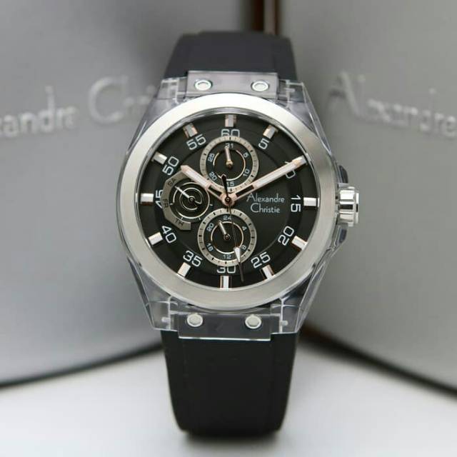 Alexandre Christie AC 6546 SILVER BLACK Pria Original