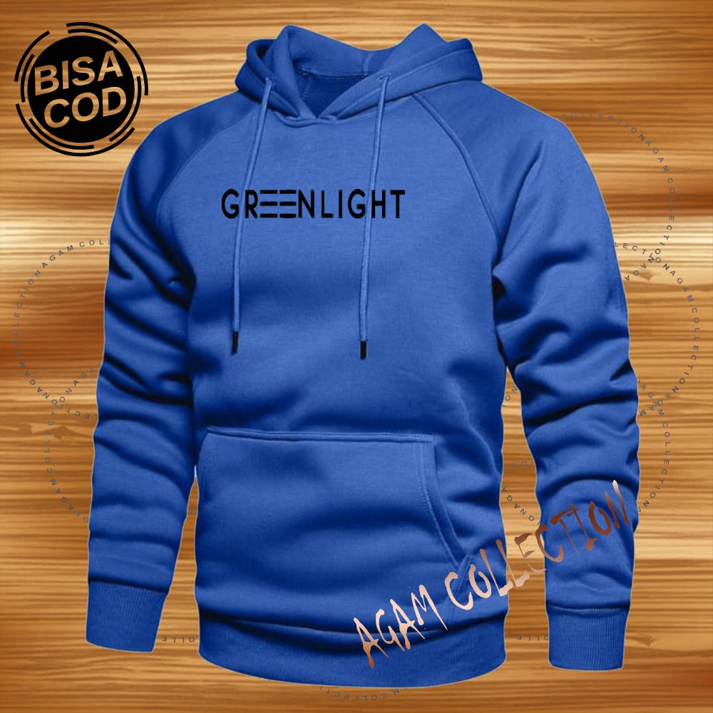 Agam collection Sweater Hoodie Distro Greenlight Long Premium Text Hitam Pria Wanita