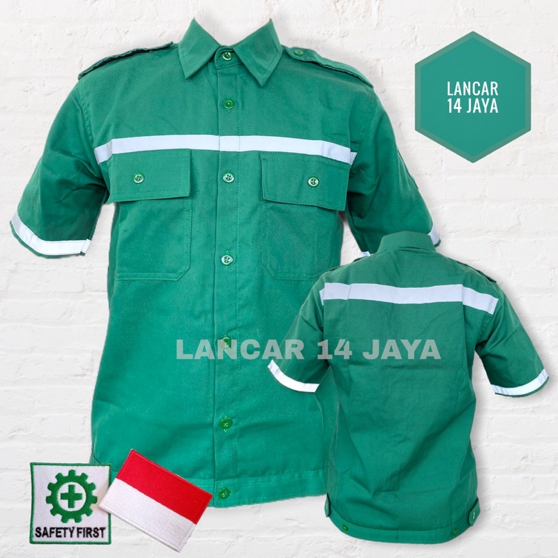 Atasan Kerja Lengan Pendek / Kemeja Safety Pendek / Wearpack Safety / Setelan Baju Kerja / Baju Proyek / Baju Bengkel