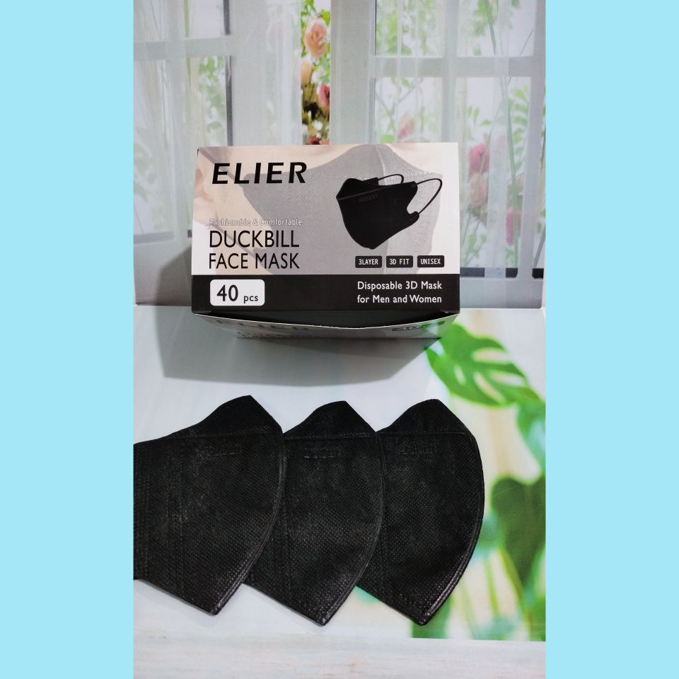 Masker Duckbill Boson Elier Hitam Embos Kemenkes isi 40 pcs