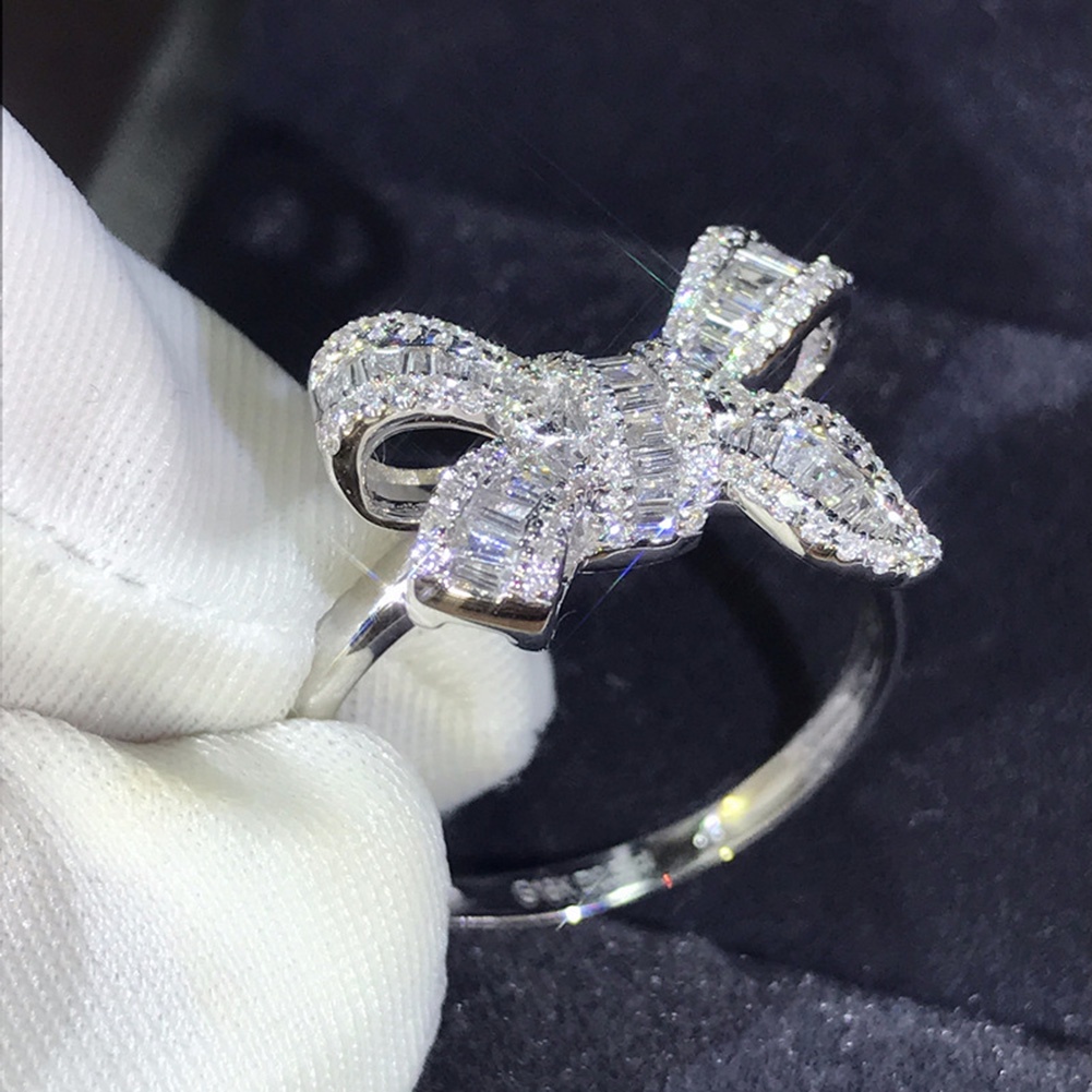 Hu Hu Hu Hu Hu Alat Bantu Pasang Kacamata♡ Cincin Wanita Desain Pita Hias Berlian Imitasi Gaya Mewah Untuk Pestapernikahanpengantinhadiah