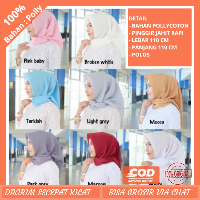 BELLA SQUARE KERUDUNG SEGIEEMPAT Hijab Pollycotton KERUDUNG SEGIEMPAT POLOS BELLA SQUARE BISA COD