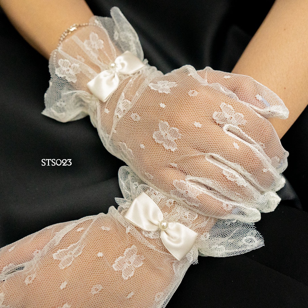 [READY STOCK] AKSESORIS SARUNG TANGAN PUTIH RENDA LACE PENGANTIN WANITA STS023