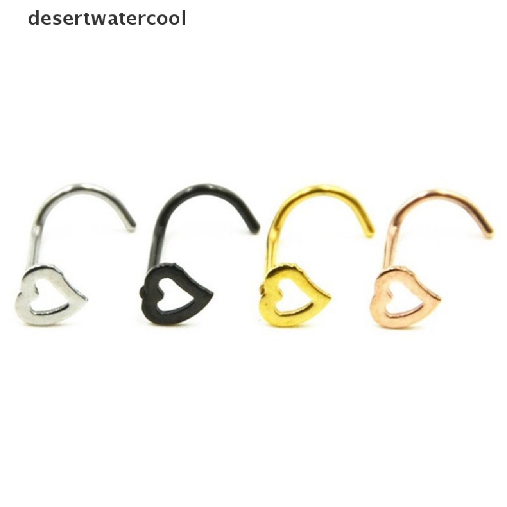 Cincin Tindik Hidung Telinga Bibir Bentuk Hati Bahan Stainless Steel Gaya Punk