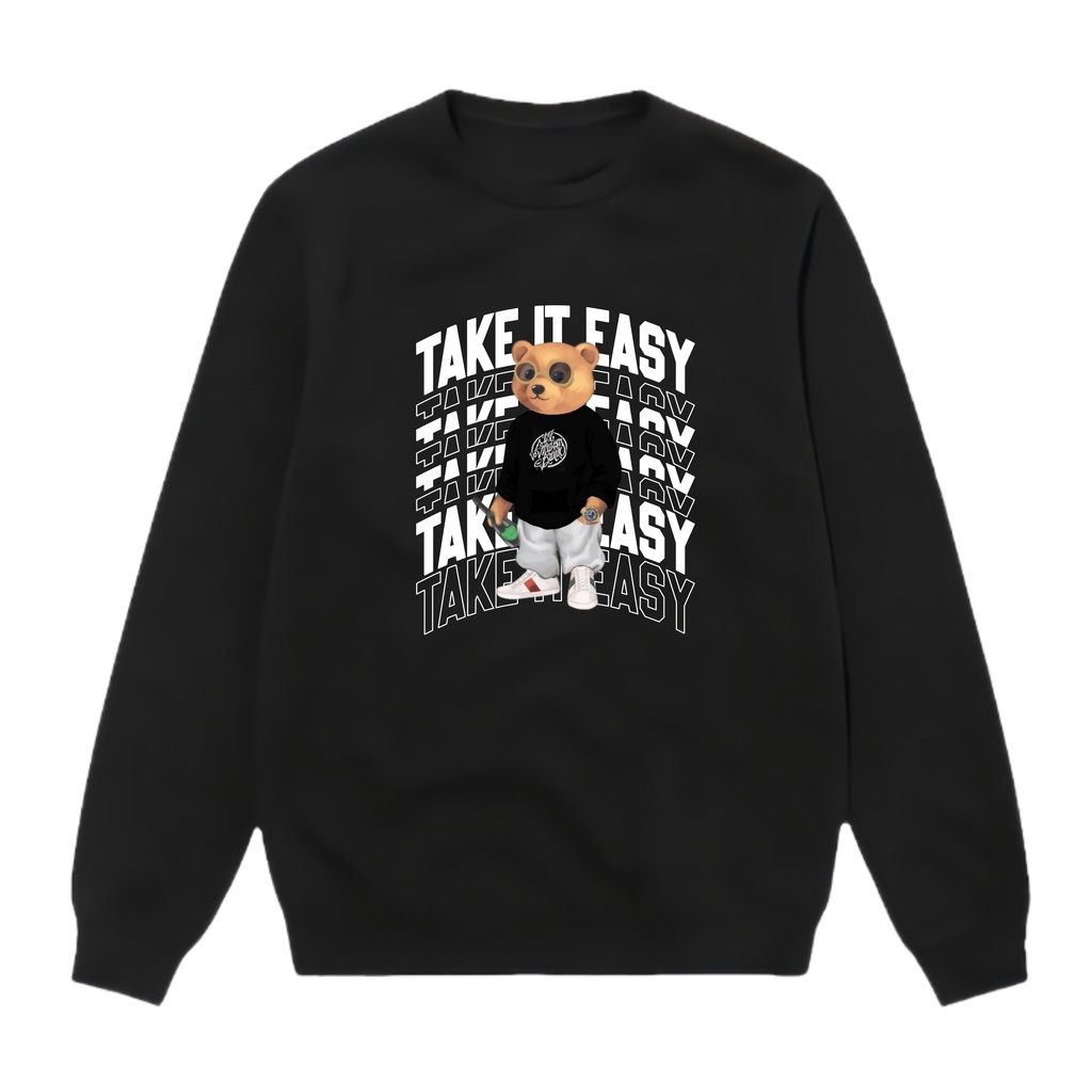 Crewneck Sweater Distro Basic Original Black Motif Simpel Pria Dan Wanita Premium Quality Unisex Pria Wanita Trendy