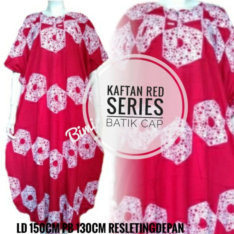 Daster kaftan panjang lengan pendek batik cap rayon super