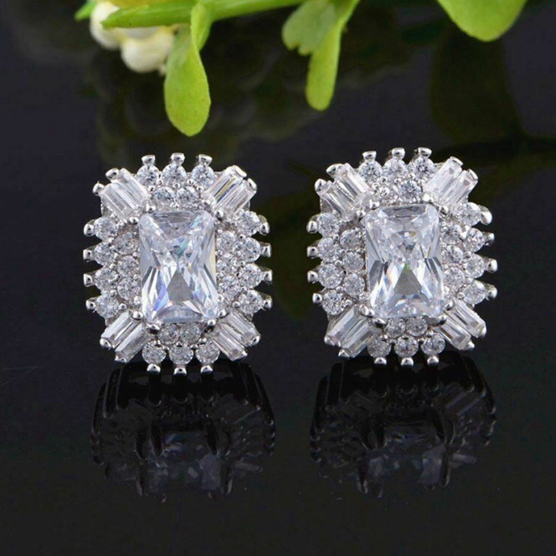 Bling Bling Women's Stud Earrings OL Style Fashion Versatile Geometric Cubic Zirconia Earring High Quality Trendy Jewelry