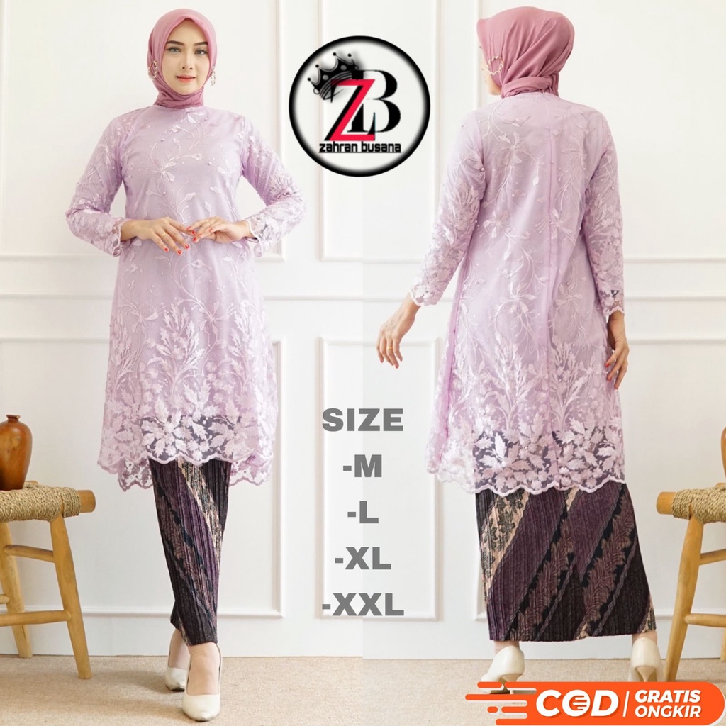 Stelan Kebaya Tunik Tille Set Kebaya Wisuda Baju Kondangan Stelan Kebaya Model tunik Terbaru Kebaya 