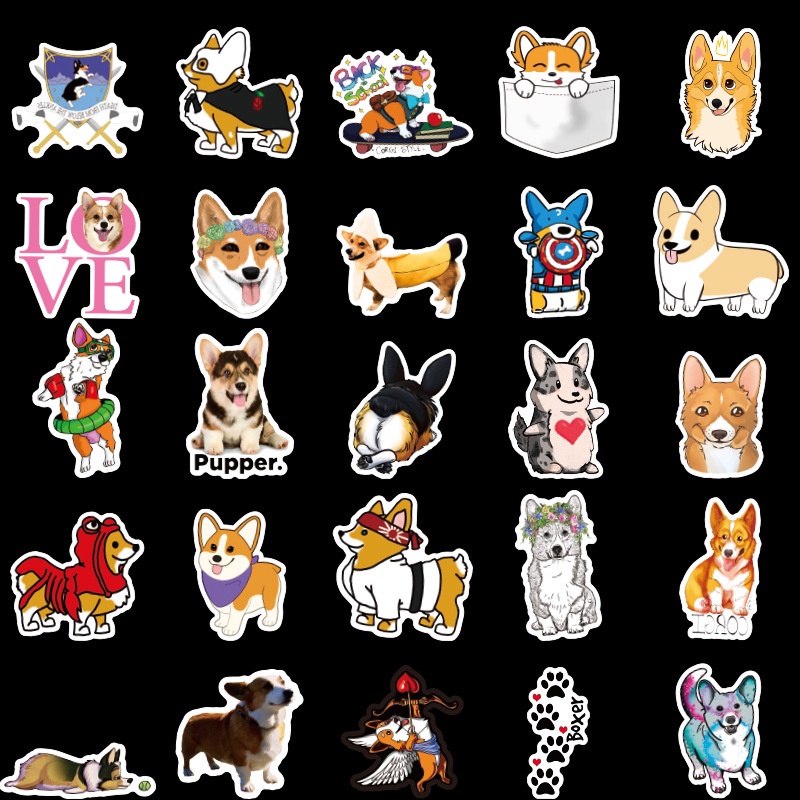 50pcs / Set Stiker Motif Anjing Corgi Lucu Anti Air Untuk Dekorasi Kulkas / Skateboard / Laptop