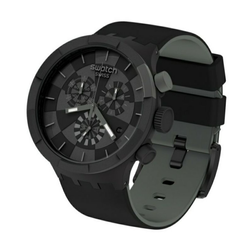 JAM TANGAN PRIA SWATCH ORIGINAL SB02B400 BIG BOLD CHECKPOINT BLACK