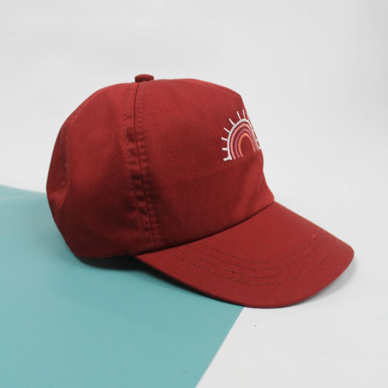 RUFFIN HAT - Topi Anak Baseball Snapback Karakter Cewek Cowok Laki Perempuan Korea Lucu Murah Bordir-Maroon
