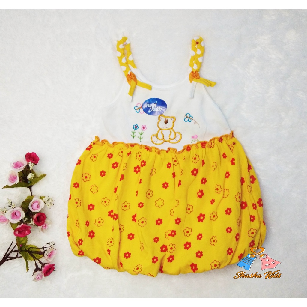 [L-022] Baju Bayi Perempuan/Dress Bayi Perempuan Planet Kids lucu model balon 0-6 bln