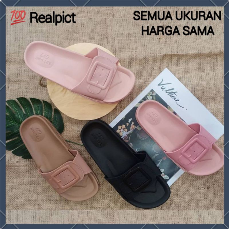Balance 1961 1 Sandal Wanita Slop BLC Motif Belt Cantik Baru 100% Original Jelly Impor Ringan Lembut