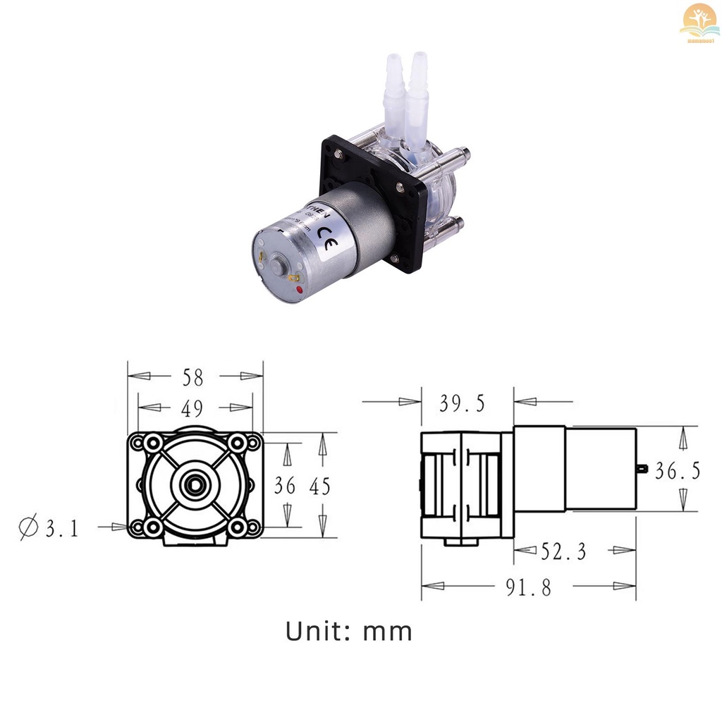 Grothen DC 12V Pompa Peristaltik Dengan Tabung Silikon Aliran Tinggi Pompa Cairan Air Dosis Pompa Vakum Self-Priming Anti-Korosi Adjustable Flow Untuk DIY Aquarium Lab Chemical