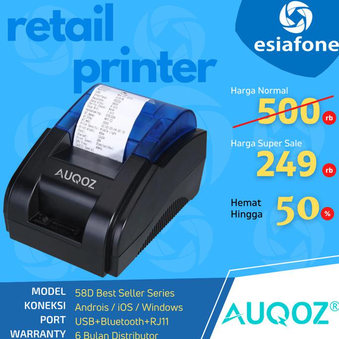 Auqoz 58D Printer Thermal Pos Kasir Ppob Usb + Bluetooth Termal