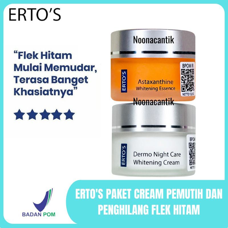 Ertos Paket Cream Flek Pemutih dan Penghilang Flek Hitam 2in1 ( Astaxanthine & Dermo Night )