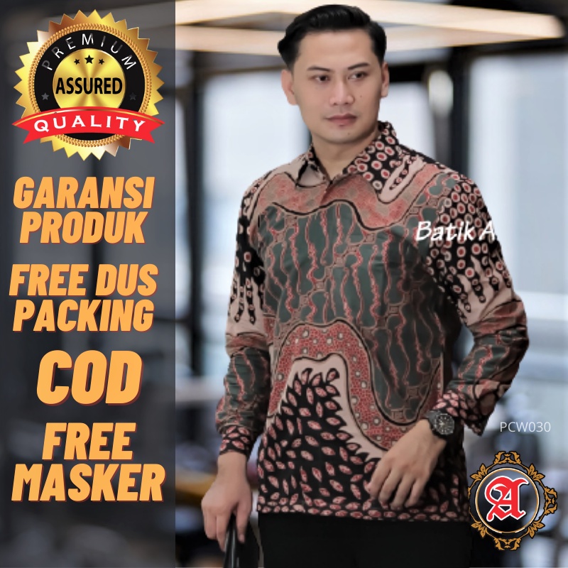 Kemeja Batik Pria Lengan Panjang Modern Batik Formal Premium Reguler Fit Original Batik Solo PCW 030