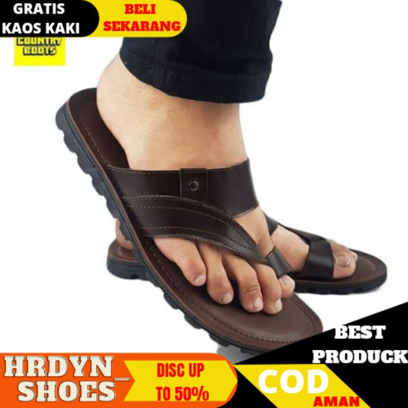 Sandal Kulit Contryboot. Sandal Selop Kulit Pria. Sendal Cowok Roger. Sandal Lebaran Formal Santai