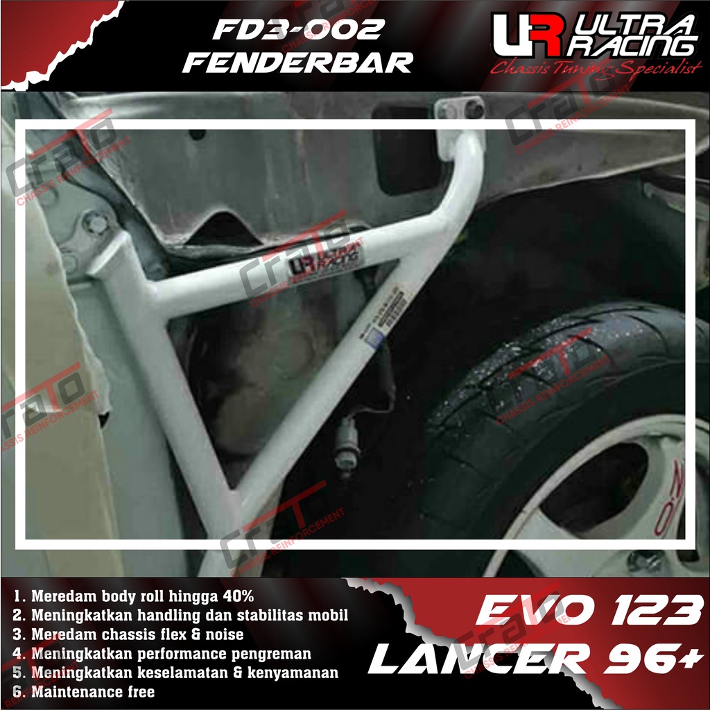 Aksesoris Stabiliser ULTRA RACING Safety Bar - Fenderbar 3 Points - Mitsubishi Lancer 96 CK4 Evo 1 2