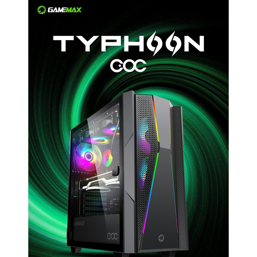 Casing Gamemax Typhoon COC + 1 Fan ARGB Gaming Case