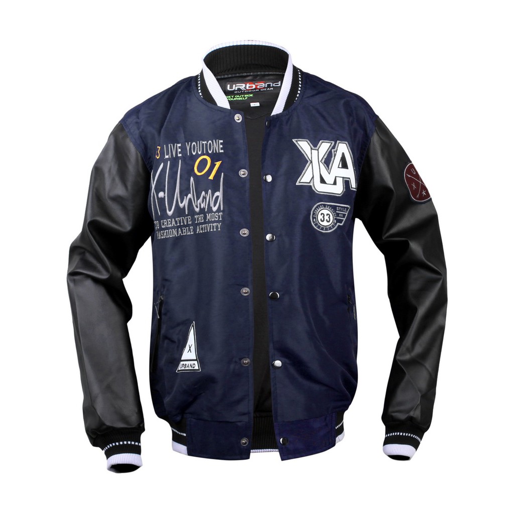 X Urband Absolute Jaket baseball Elegant Pria Wanita Waterproof Varsity-Navy