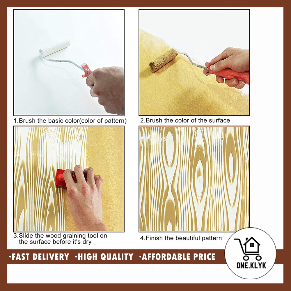 Wood Grain Brush Rubber isi 2 Kuas Cat Motif Kayu Bahan Karet | Alat Dekorasi Cat Dinding Kamar Rumah