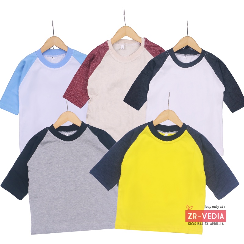 Kaos Reglan POLOS uk 1-3 Tahun / Baju Lengan Panjang Atasan Laki Perempuan Murah Bahan Adem Polos