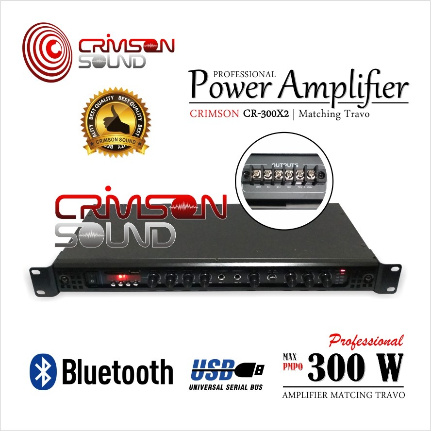 POWER AMPLIFIER CRIMSON CR-300X2 ORIGINAL CRIMSON CR 300 X2 USB BLUETOOTH