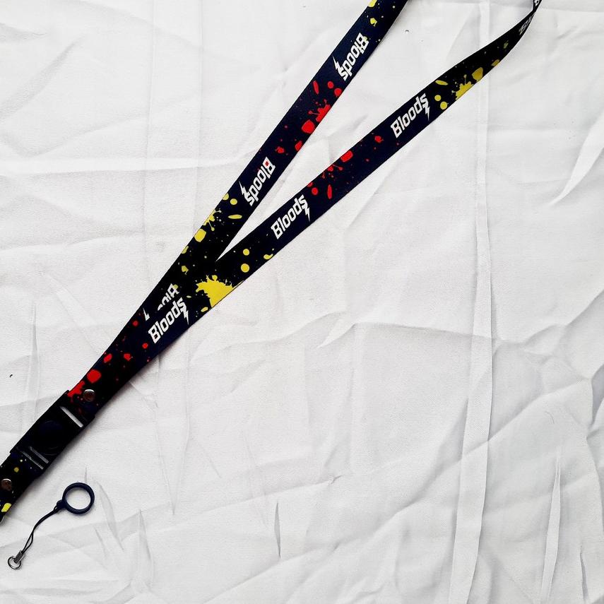 

PROMOSI !! 7.7 Lanyard printing BLOODS Gantungan ID Card/Pod + karet 13mm [KODE 97]