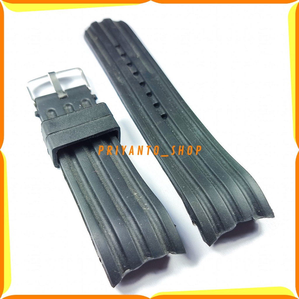 Tali Karet Jam Tangan 24mm 2,4cm Rubber Strap Hitam Curved kuping Termurah