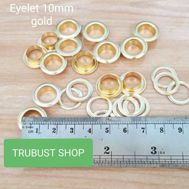 Mata ayam eyelet v24 gold ukuran lubang 10mm jual /bks isi 100pc