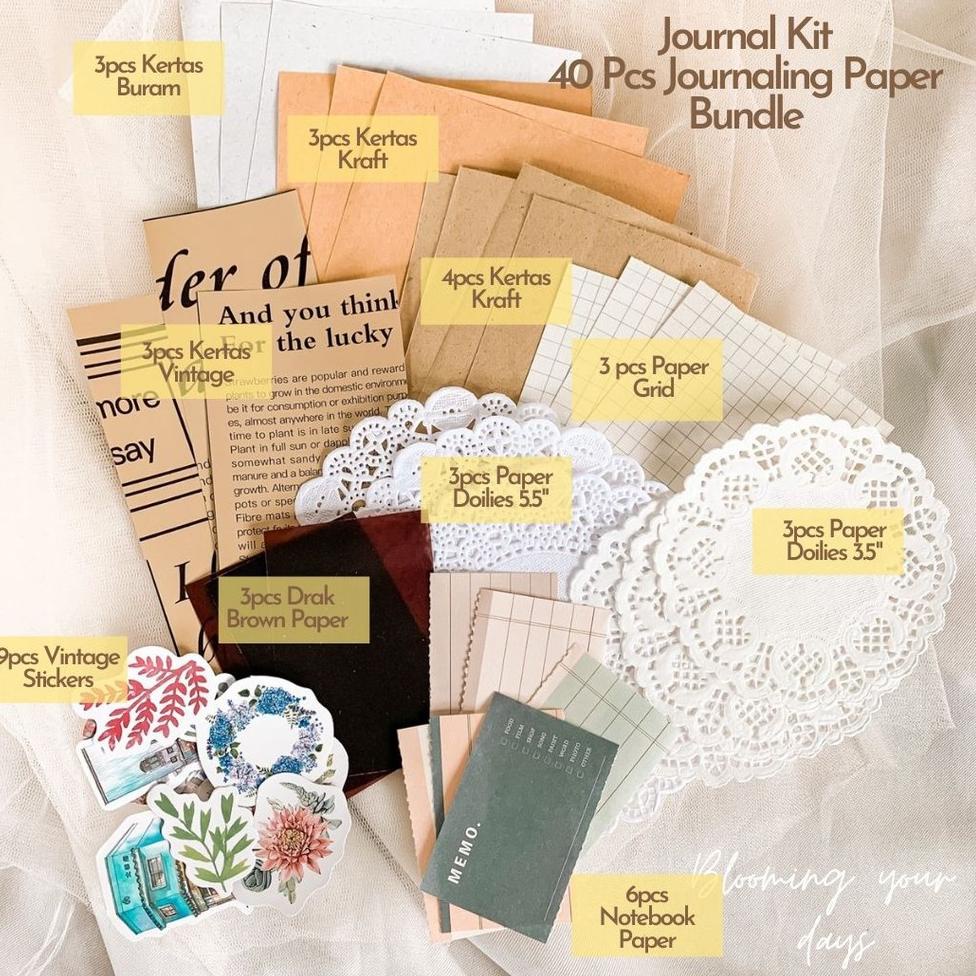 

(R7E1) ☆ Journal Kit Journaling Vintage Aesthetic Jurnal 40pcs //Produk@melimpa